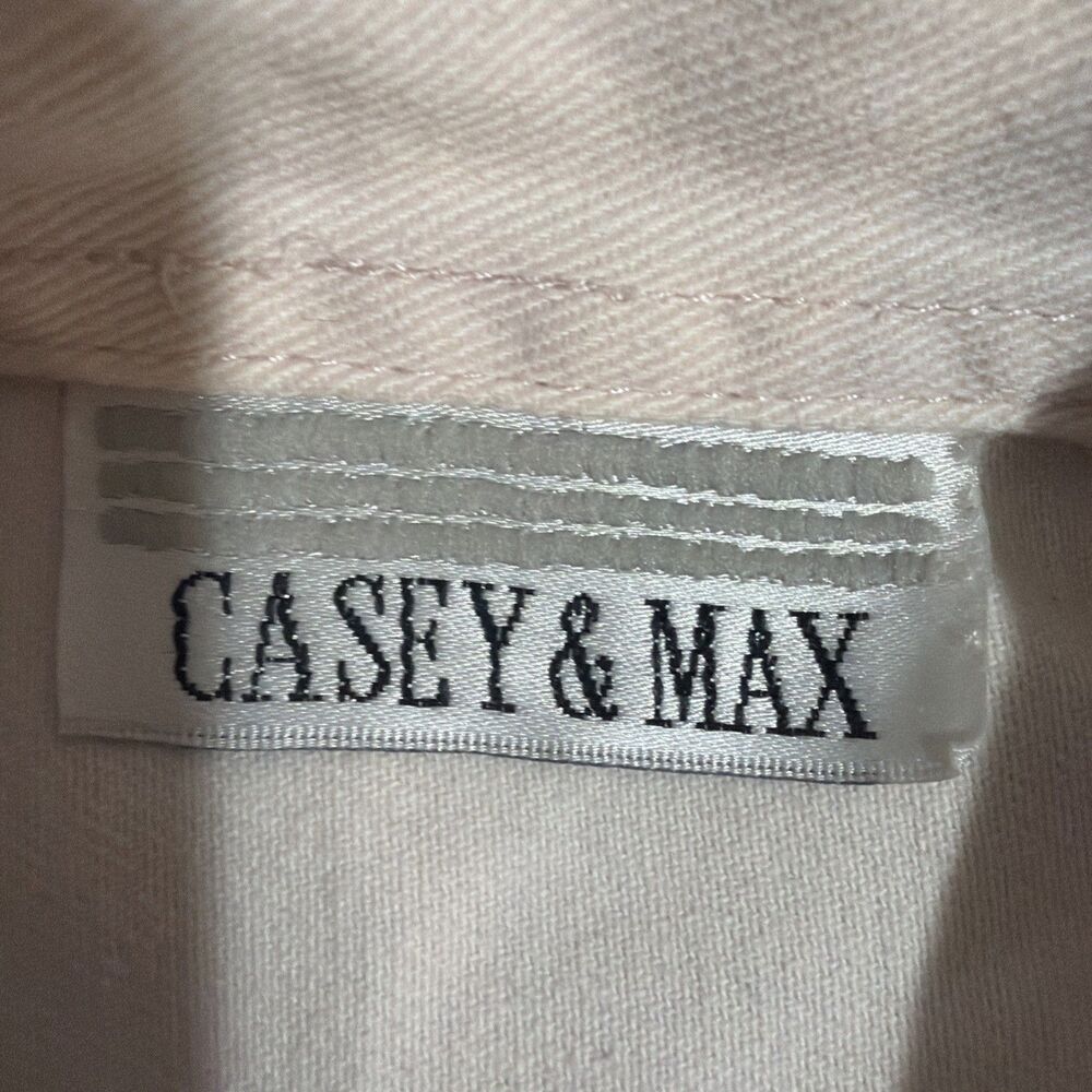 Casey & Max Embroidered Floral Denim Blue Cotton Jacket Women Size Large - Picture 3 of 8